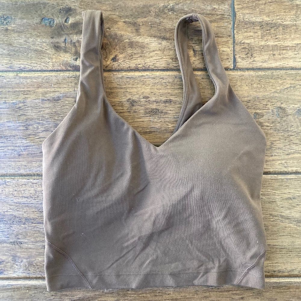 lululemon Align Tank Brown Cropped Built-In Bra V-Neck Sleeveless Size 2